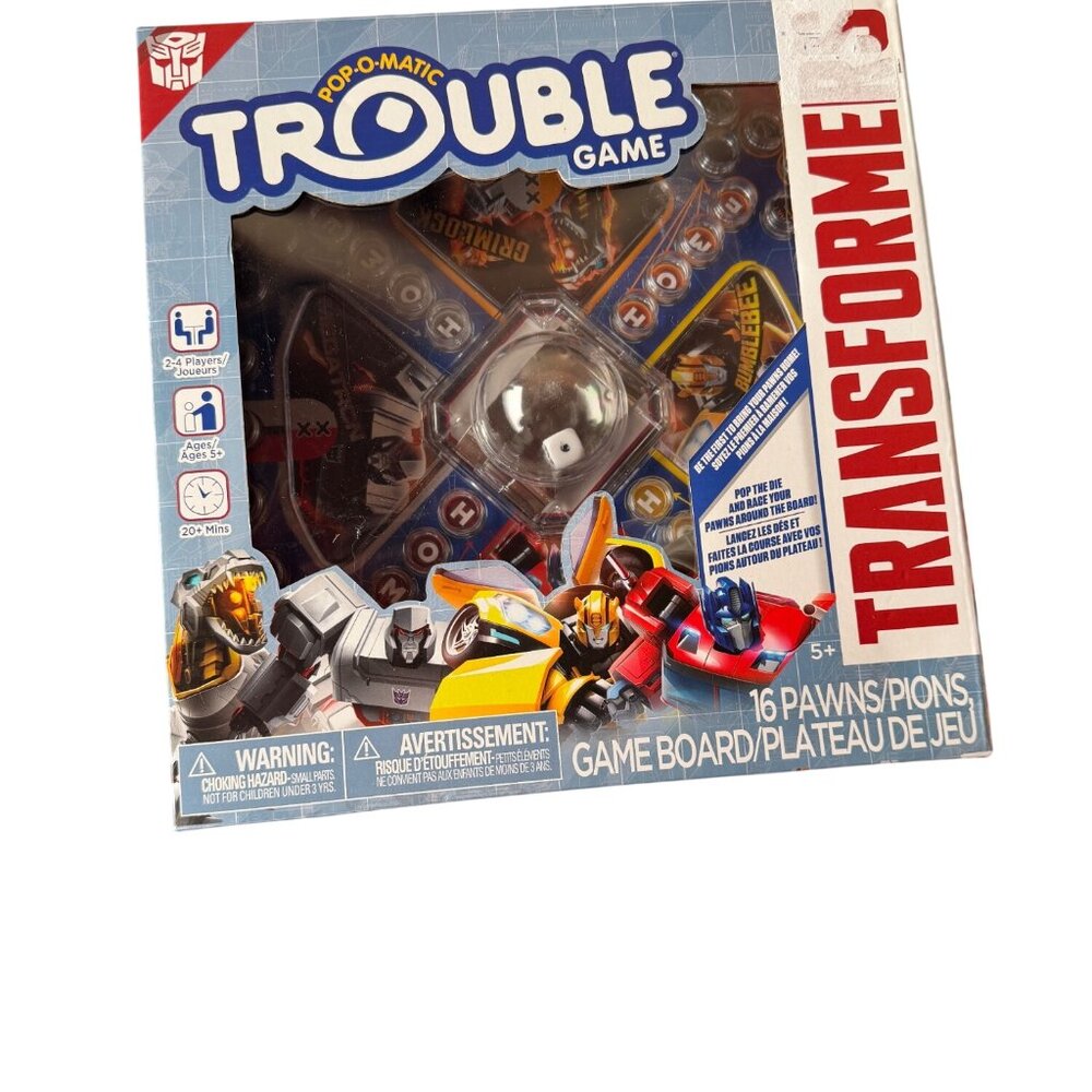 Transformers Pop-O-Matic Trouble Game Board Ages 5+ 2-4 Players Hasbro Authentic